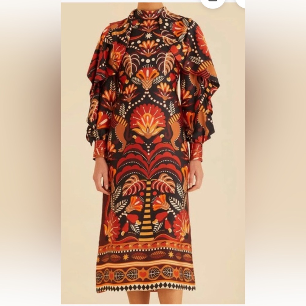 Farm Rio Nature Beauty Red Scarf Backless
Midi Dress Size XSS- $270
~